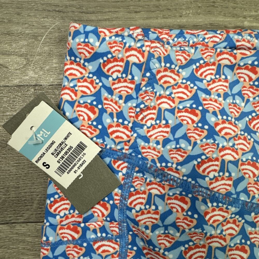 J. McLaughlin Rhonda Leggings Pants Mid Rise Blue White Red Pattern sz S - Picture 4 of 7